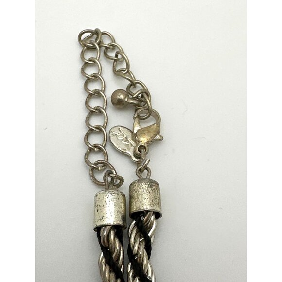 Vintage Silver & Black Twisted Rope Chain Necklace KR Logo - Picture 5 of 7